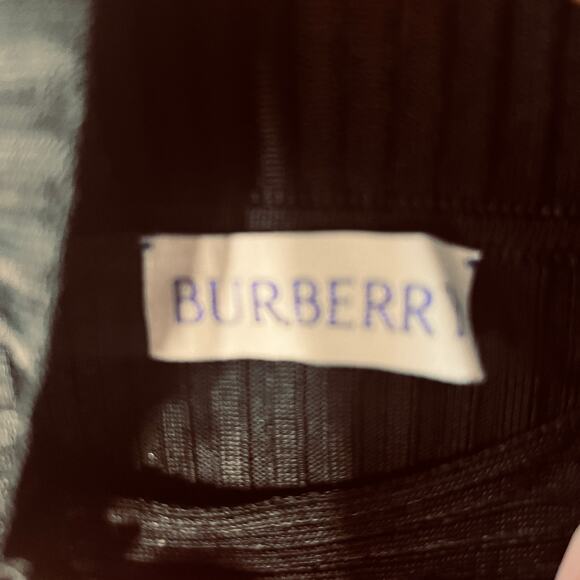 VTG Burberry Cut Out Turtleneck Black Ribbed Knit Stretchy Minimalist Office S - Picture 8 of 12